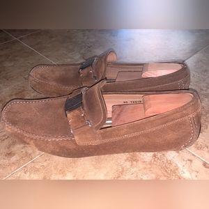 Ferragamo Sardenga brown suede Driving shoe - size US 12 FREE wooden shoe tree